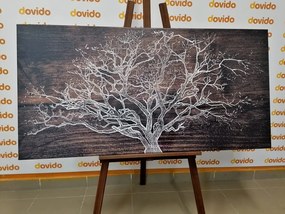 Quadro su tela – Albero su sfondo di legno