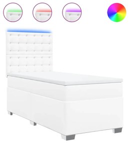 Giroletto a molle con materasso bianco 90x190 cm in similpelle