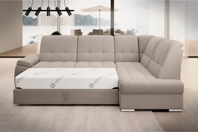 Divano angolare beige allungabile/con contenitore (con penisola a destra/a L) e rivestimento in velluto Sado – ELTAP