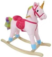 Cavallo a Dondolo Unicorno H80 cm in Peluche Kids Joy Rosa