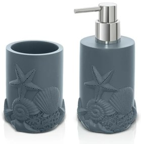 Set accessori bagno da appoggio 2 pezzi in resina turchese cobalto Coral