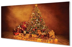 Rivestimento parete cucina Albero di Natale, regali, luci, decorazioni 100x50 cm