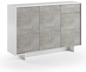 Mobile Madia Slim L 134 x H 87 x P 35 cm bianco e grigio cemento