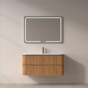 Mobile bagno cannettato 100 cm con lavabo in ceramica | KAM-NORTH-100C - KAMALU