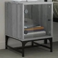 Comodino con Anta in Vetro Grigio Sonoma 35x37x50 cmcod mxl 89415