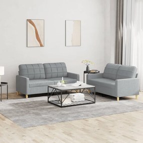 Set Di Divani 2 Pz Con Cuscini Grigio Chiaro İn Tessuto /