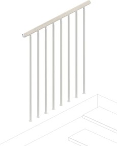 Balaustra in kit IRIS Superiore in acciaio bianco, corrimano in legno bianco, L 102 cm fissaggio a pavimento
