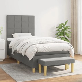 Giroletto A Molle Con Materasso Grigio Scuro 90x200 Cm Tessuto /