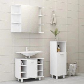Set Mobili Da Bagno 3 Pz Bianco İn Truciolato /