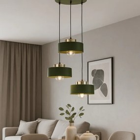 Lampadario a sospensione con cavo IGNIA 3xE27/60W/230V, verde