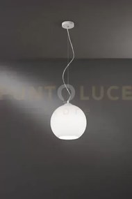 Sospensione vetro bianco satinato ufo 1 luce attacco e27 d.30cm