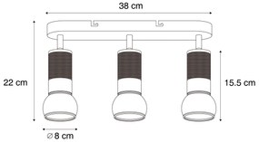 Faretto da soffitto arrotondato bronzo scuro 3 luci regolabile - Veerle
