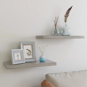 Scaffali a parete 2 pz grigio cemento 60x23,5x3,8 cm in mdf