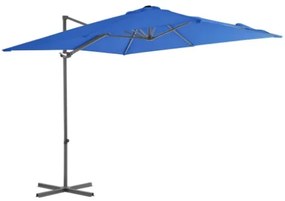 Ombrellone a Sbalzo con Palo in Acciaio 250x250 cm Azzurro