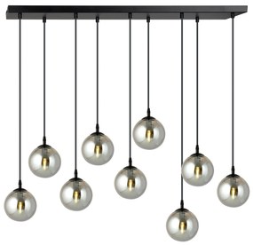 Lampadario a Sospensione in Acciaio e Vetro COSMO 9 Nero 9xE14