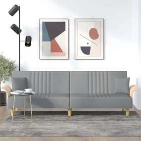 Divano Letto Con Braccioli Grigio Chiaro İn Tessuto /