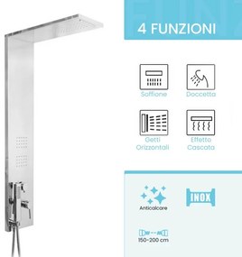 Colonna doccia multifunzione cromo lucido con 4 getti in acciaio inox