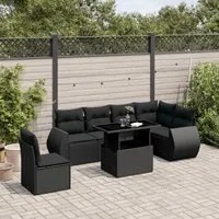 Set Divani da Giardino con Cuscini 7pz Nero Polyrattan 3268565