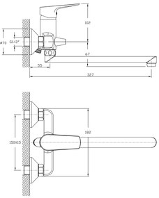 Aqualine - Lavello/rubinetto bagno LOTTA cromo lucido