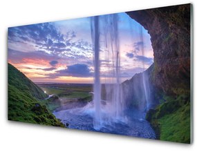 Quadro vetro acrilico Paesaggio della cascata 100x50 cm