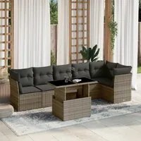 Set Divani da Giardino 7 pz con Cuscini Grigio in Polyrattan 3266600