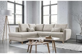 Divano letto angolare beige L, angolo sinistro Scandic Lagom - Miuform