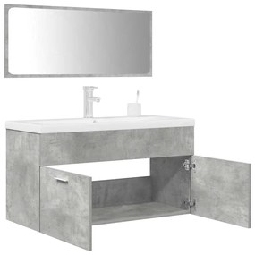 Set Mobili Da Bagno 3 Pz Grigio Cemento İn Legno Multistrato /