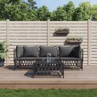 Set Salotto da Giardino 4 pz con Cuscini in Acciaio Antracite 3186819