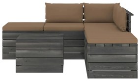 Set divani da giardino su pallet 6 pz con cuscini massello pino