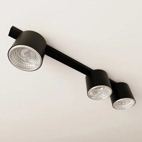 Plafoniera Moderna 3 Luci Faretti Ptah In Acciaio Nero