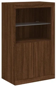 Armadietto con luci led rovere marrone in legno multistrato