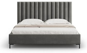 Letto matrimoniale imbottito grigio con contenitore con griglia 180x200 cm Casey - Mazzini Beds