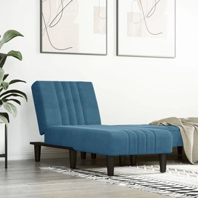 Chaise Longue İn Velluto Blu /