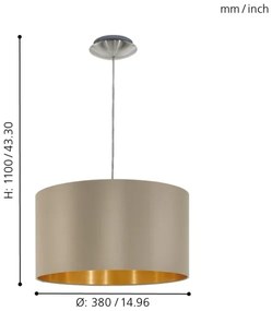 Eglo 31602 - Lampadario a sospensione con filo MASERLO 1xE27/60W/230V