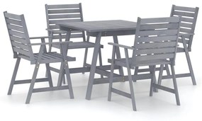 Set Pranzo da Giardino 5 pz in Legno Massello di Acacia Grigio