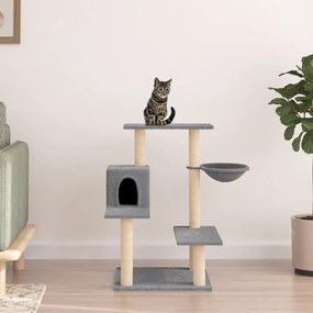 Albero per gatti con tiragraffi in sisal grigio chiaro 82,5 cm