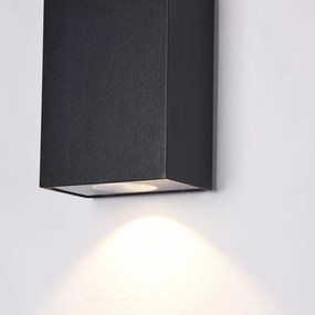 Lampada Da Parete Moderna Da Esterno Metallo Nero Luce Led 6W Ip54 3000K