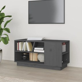 Mobile Porta Tv Grigio 80x35x40,5 Cm İn Legno Massello Di Pino /