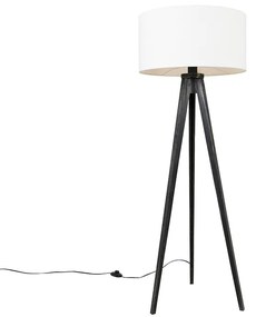 Lampada da terra treppiede nera con paralume bianco 50 cm - Tripod Classic