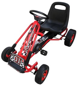 Go-kart a pedali per bambini, sedile regolabile, rosso