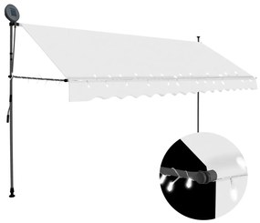 Tenda da Sole Retrattile Manuale con LED 400 cm Crema