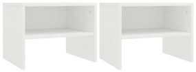 Comodini Bianchi 2 Pz 40x30x30 Cm Legno Ingegnerizzato /