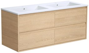 Mobile per bagno sospeso con lavabo da incasso 120 cm Placcatura rovere - MILIPAM