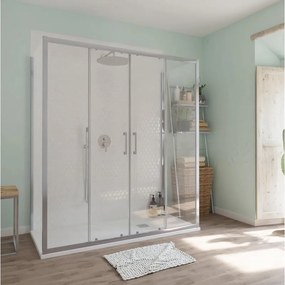 Box doccia con ingresso frontale L 170 x H 190 cm, in vetro trasparente profilo grigio cromato Bilbao