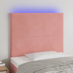 Testiera A Led Rosa 80x5x118/128 Cm İn Velluto /