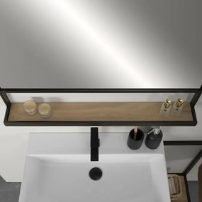 Mobile bagno sospeso 80 cm in legno e metallo nero con specchio Zante