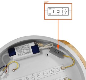 Plafoniera LED Rotonda 18W CCT, Ø300mm, Legno/Bianco Colore Bianco Variabile CCT