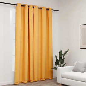 Tenda Oscurante Effetto Lino Con Occhielli Gialla 290x245 Cm /