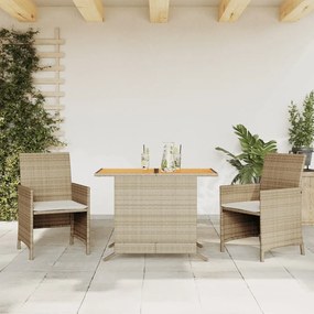 Set Da Bistrò 3 Pz Con Cuscini Beige İn Polyrattan /