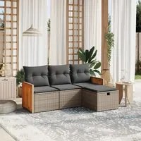 Set Divani da Giardino 4 pz con Cuscini in Polyrattan Grigio 3265708